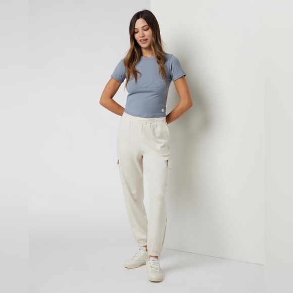 Vuori bone/beige cargo boyfriend joggers small - Picture 2 of 3
